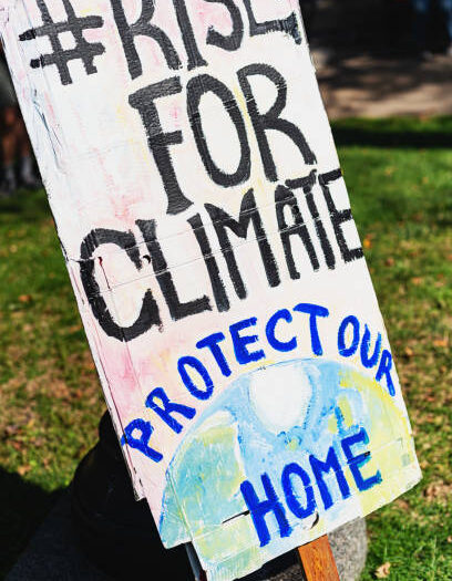 Climate change signs of protest.