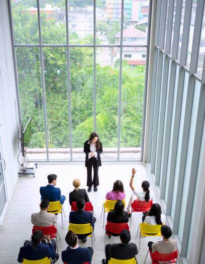 Employees are meeting and making group engagement. Business and team work concept.