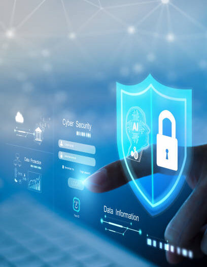 businessperson using ai, artificial intelligence, for cyber security protection.cyber security concept, user privacy security and encryption, secure internet access Future technology, vertical
